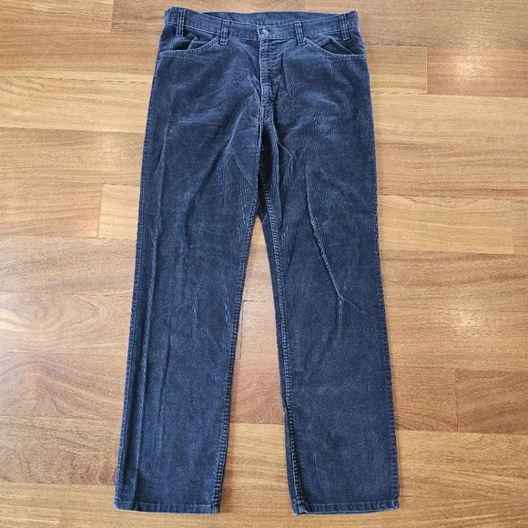 アーモンド Vintage Levis 519 1517 80s Corduroy Pants Navy Blue Straight Leg